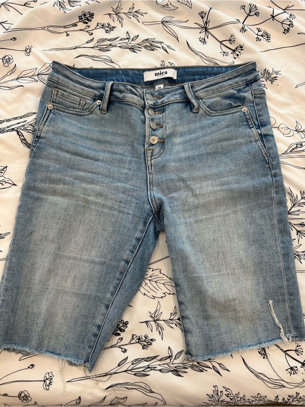 Mica Light Blue Button-Fly Cropped Jeans